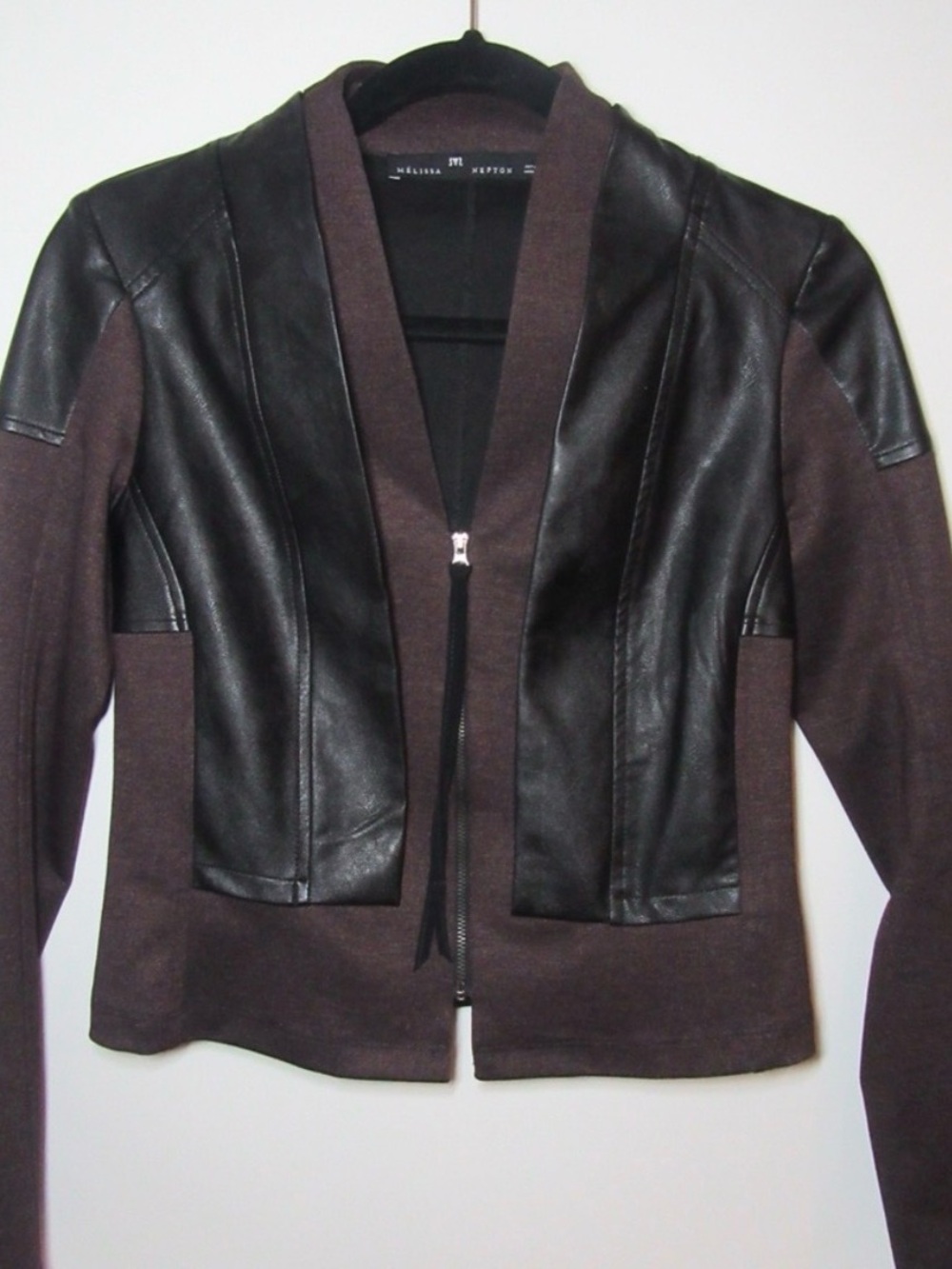 Melissa Nepton maroon and Black Mixed-Media Jacket
